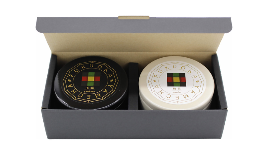 Green Tea Gift Set with the “Fukuoka Yamecha” Logo (Gyokuro and Sencha: 50 g each)